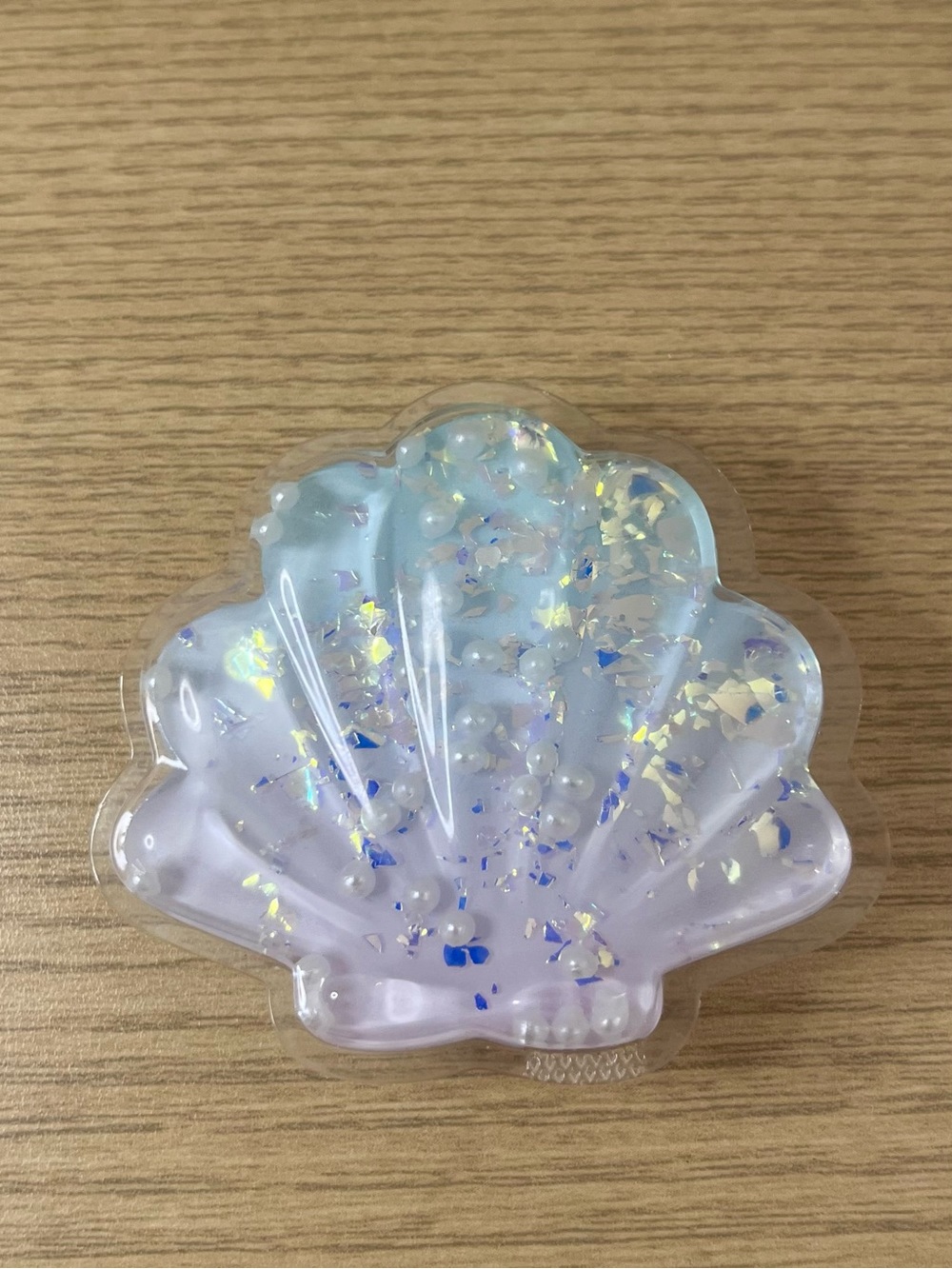 Pop Socket Iridescent Seashell Shaker Phone Grip Liquid Pearl Glitter